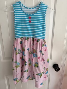 Eleanor Rose girls size 8/10 mermaid sundress pink teal VGUC & marching bow